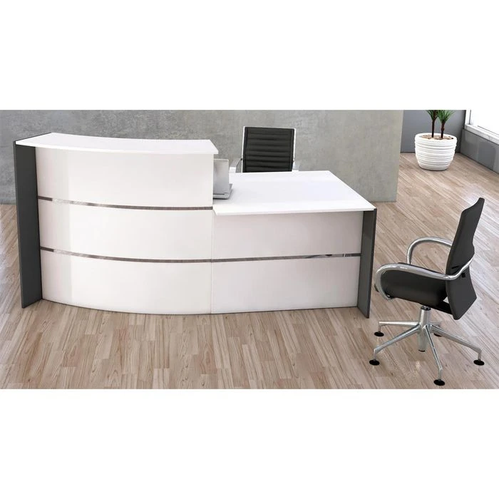 Kerkmann Empfangstheke Bari 3563, Weiß / Weiß, 231 X 112 X 122,5cm, Bogentheke Mit Anbautisch 3 Kerkmann Empfangstheke Bari 3563, Weiß / Weiß, 231 X 112 X 122,5cm, Bogentheke Mit Anbautisch – Bild 3