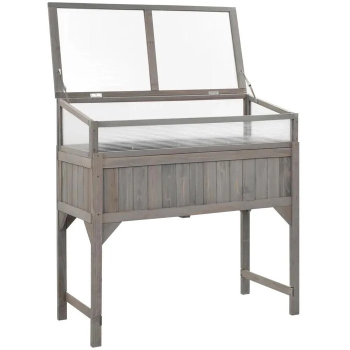 VidaXL Hochbeet 45531, Grau, 120 X 54 X 120 Cm, Tannenholz, Mit Abdeckung 4 VidaXL Hochbeet 45531, Grau, 120 X 54 X 120 Cm, Tannenholz, Mit Abdeckung – Bild 4