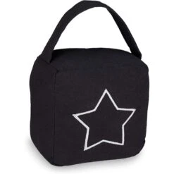 Relaxdays Türstopper Aus Stoff, Türsack Mit Stern, Schwarz, 14 X 12,5 X 15cm