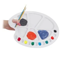 Relaxdays Mischpalette 20 Mulden, Aus Kunststoff, Weiß, Ovale Form, 34 X 25 Cm