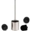 Bremermann WC-Bürste WC-Garnitur, Silber, Bürstenhalter Aus Edelstahl, Inkl. 3 Ersatzköpfe