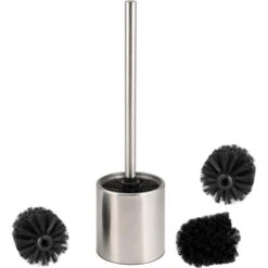 Bremermann WC-Bürste WC-Garnitur, Silber, Bürstenhalter Aus Edelstahl, Inkl. 3 Ersatzköpfe