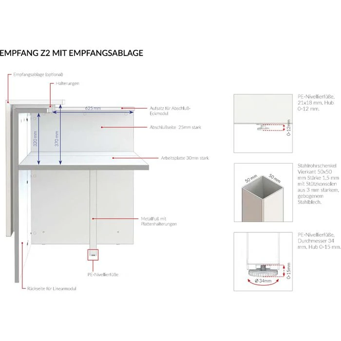 Quadrifoglio Empfangstheke Z2C73, Anthrazit / Weiß, 166 X 113 X 88cm, Rezeption, Lackierte Elemente 3 Quadrifoglio Empfangstheke Z2C73, Anthrazit / Weiß, 166 X 113 X 88cm, Rezeption, Lackierte Elemente – Bild 3