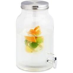 Relaxdays Getränkespender 10029988 6 Liter, Glas, Mit Zapfhahn