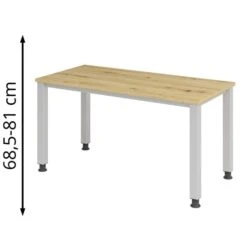 Hammerbacher Schreibtisch Q-Serie, Asteiche, Verstellbar, 140 X 68,5-81 X 67,2cm, Mini Office