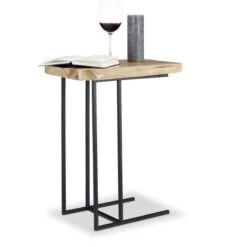 Relaxdays Beistelltisch 10021859, Braun, Aus Holz / Metall, 49,5 X 60 X 34 Cm, Rechteckig