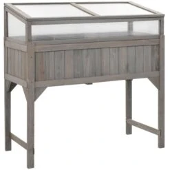 VidaXL Hochbeet 45531, Grau, 120 X 54 X 120 Cm, Tannenholz, Mit Abdeckung