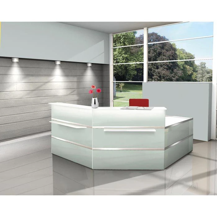 Kerkmann Empfangstheke Atlantis, Weiß, 250 X 110 X 250cm, Winkeltheke Mit Anbautisch 2 Kerkmann Empfangstheke Atlantis, Weiß, 250 X 110 X 250cm, Winkeltheke Mit Anbautisch – Bild 2