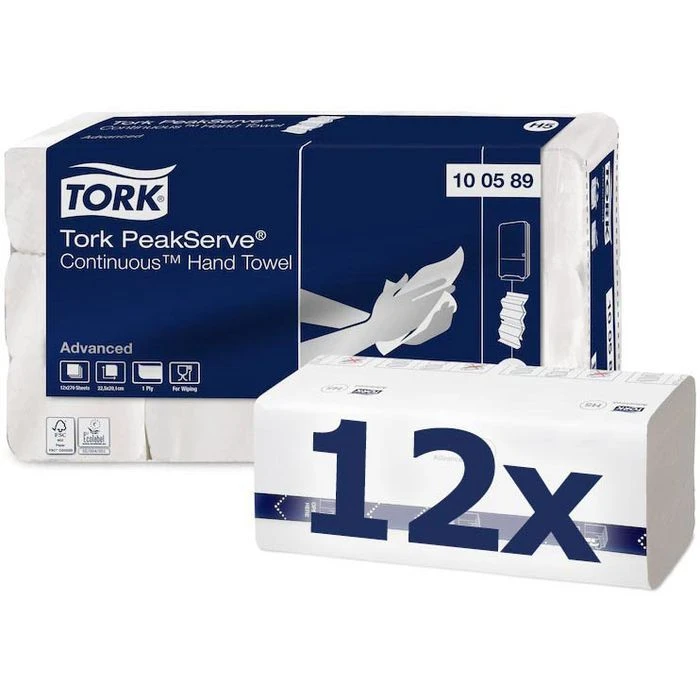 Tork Papierhandtücher PeakServe Endlos 100589 H5, 1-lagig Advanced Interfold 20,1x22,5cm 3240 Stück 1 Tork Papierhandtücher PeakServe Endlos 100589 H5, 1-lagig Advanced Interfold 20,1x22,5cm 3240 Stück