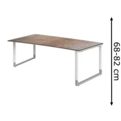 Röhr Schreibtisch Objekt.plus, Oxido, Höhenverstellbar, 200 X 68-82 X 100cm, Freiform