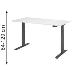 Hammerbacher Schreibtisch XDKB 16, Weiß, Elektrisch Höhenverstellbar, 160 X 64-129 X 80cm
