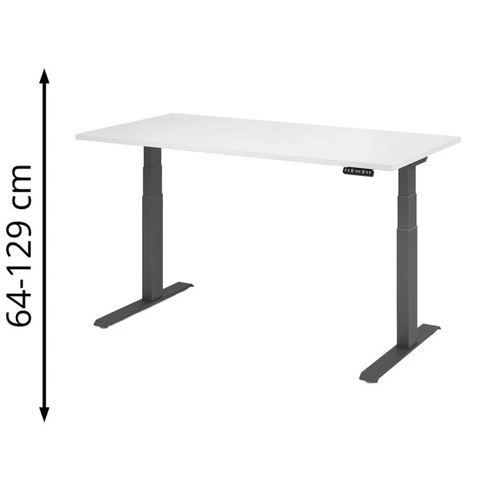 Hammerbacher Schreibtisch XDKB 16, Weiß, Elektrisch Höhenverstellbar, 160 X 64-129 X 80cm 1 Hammerbacher Schreibtisch XDKB 16, Weiß, Elektrisch Höhenverstellbar, 160 X 64-129 X 80cm