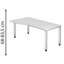 Hammerbacher Schreibtisch Q-Serie, Weiß, Höhenverstellbar, 180 X 68-83,5 X 100cm, Freiform
