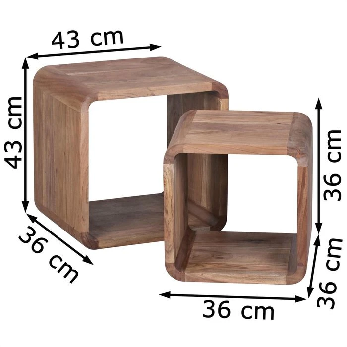 Wohnling Beistelltisch Boha, WL1.540, Akazie, Satztisch, Aus Massivholz, 2-teilig 2 Wohnling Beistelltisch Boha, WL1.540, Akazie, Satztisch, Aus Massivholz, 2-teilig – Bild 2