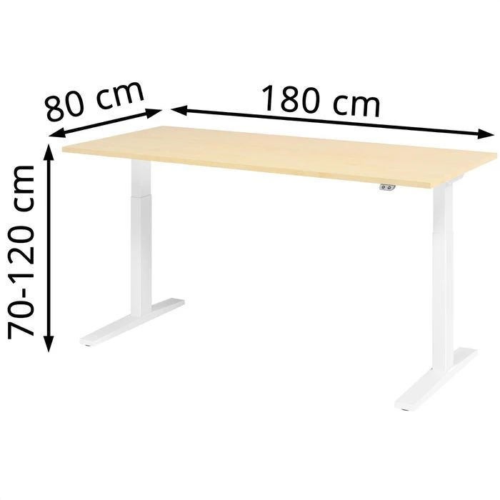 Hammerbacher Schreibtisch XMKA 19, Ahorn, Elektrisch Höhenverstellbar, 180 X 70-120 X 80cm 2 Hammerbacher Schreibtisch XMKA 19, Ahorn, Elektrisch Höhenverstellbar, 180 X 70-120 X 80cm – Bild 2