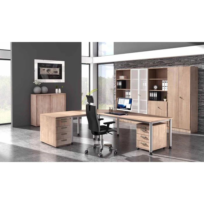 Hammerbacher Schreibtisch H-Serie, Nussbaum, Höhenverstellbar, 180 X 68,5-81 X 80cm 2 Hammerbacher Schreibtisch H-Serie, Nussbaum, Höhenverstellbar, 180 X 68,5-81 X 80cm – Bild 2