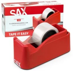 Sax Klebefilmabroller Tape It Easy 0-729-01, Rot, Tischabroller Für Kleberollen 50mm X 66m